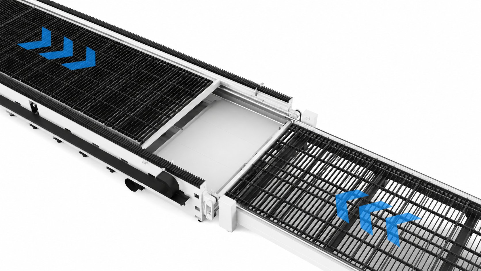 UltraCut dual exchange shuttle table mechanism